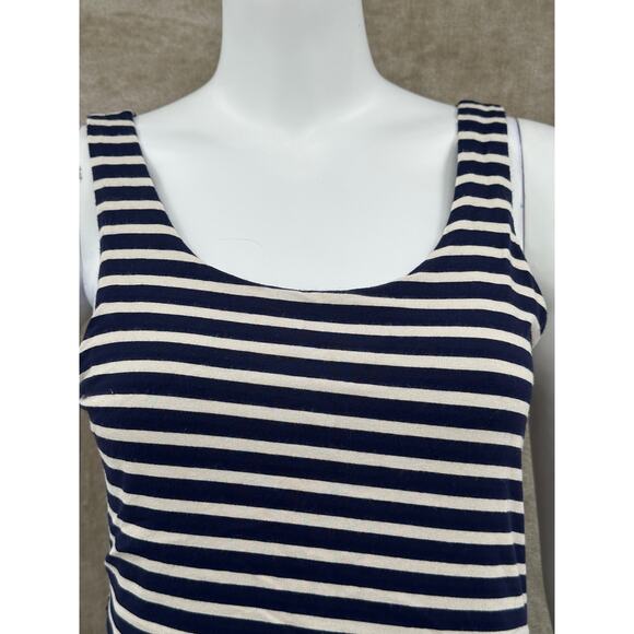 Ann Taylor LOFT Dress Womens‎ Small Sleeveless Shift Navy Stripe Tiered Nautical - Picture 2 of 10